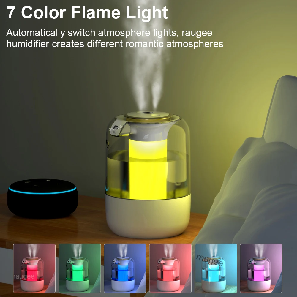 Air Humidifier 2.2L Large Capacity Home Humidifier Mute Mist Maker Double Nozzle Usb Humidifier for Bedroom with LED Night Light 3