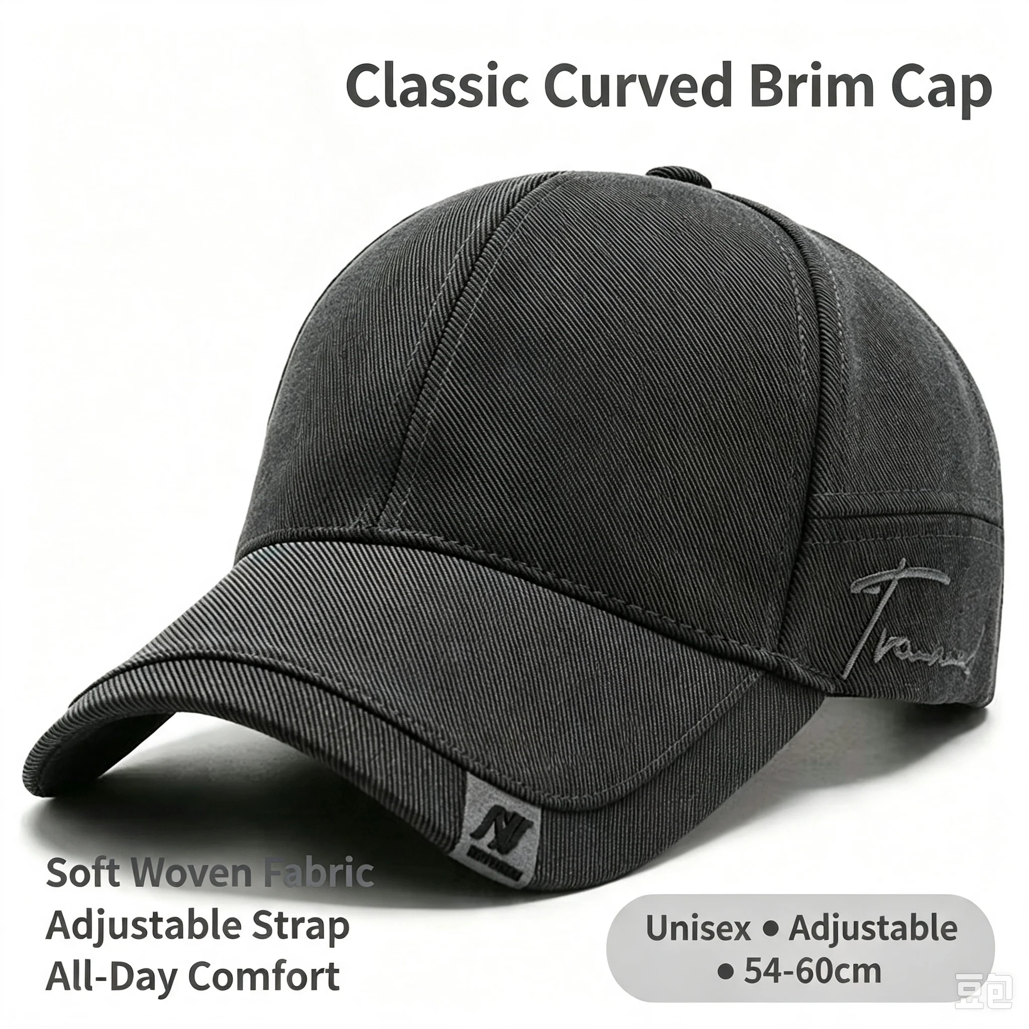 Klassische Baseballkappe mit gebogener Krempe für Damen und Herren, einfarbig, mit Stickerei, lässige Dad-Mütze, verstellbar, für Outdoor-Sport und den täglichen Gebrauch.