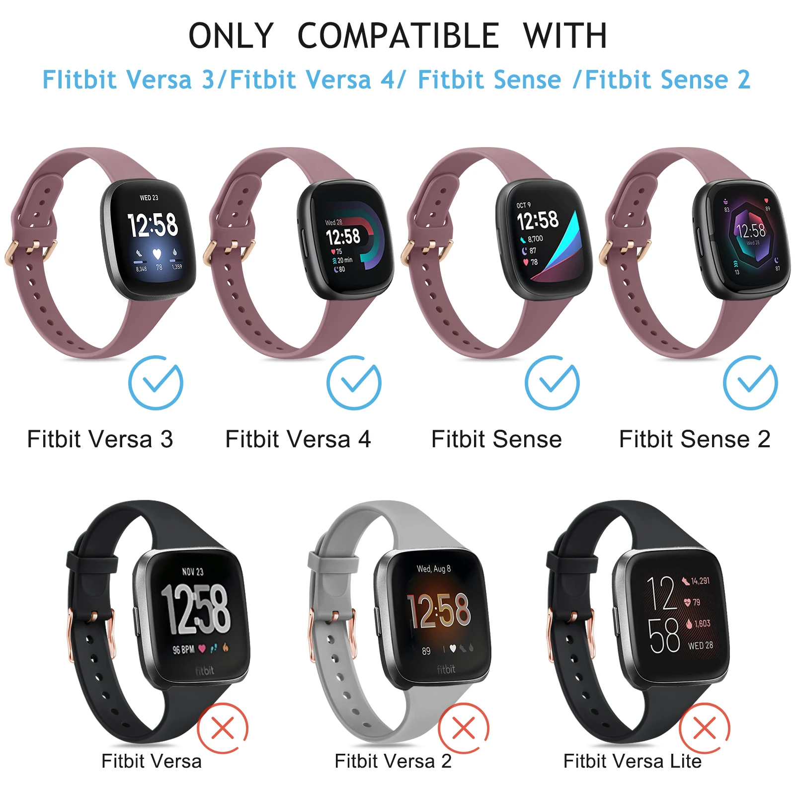 Silicone Slim Strap Band Bracelet Replacement