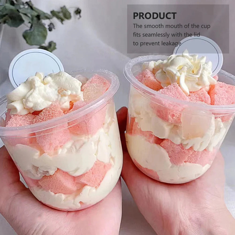 10 Sets 360ML Disposable Clear Milk Tea Cup Lid Plastic Tea Fruit Juice Cup plastic cups
