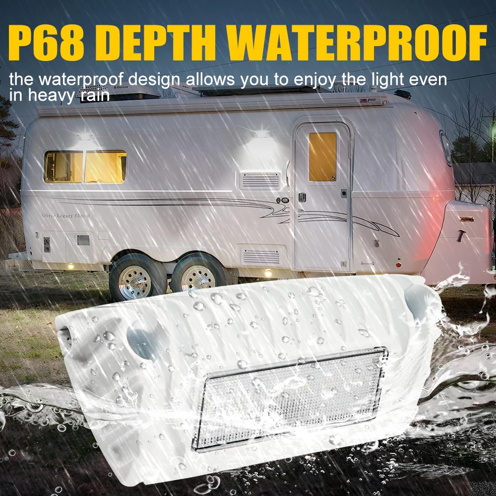 15W RVs Exterior Porch lights 6000K Campers Outdoor Lighting Lamps Vehicle Porch Exterior Lights for Caravans Touring Cars Boats