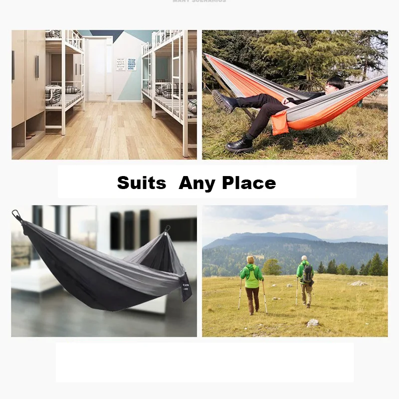 Single Person Portable Outdoor Camping Hammock camping hammock With Nylon Color Matching Hammock High Strength Parachute Fabric Hanging Bed