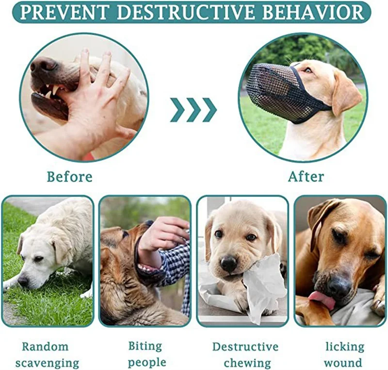 Dog Muzzle Soft Breathable Muzzle Dog Smile Smuzzle Nonaggressive Mesh Water Permeable Cotton Lined Snout Strap Poly Pet