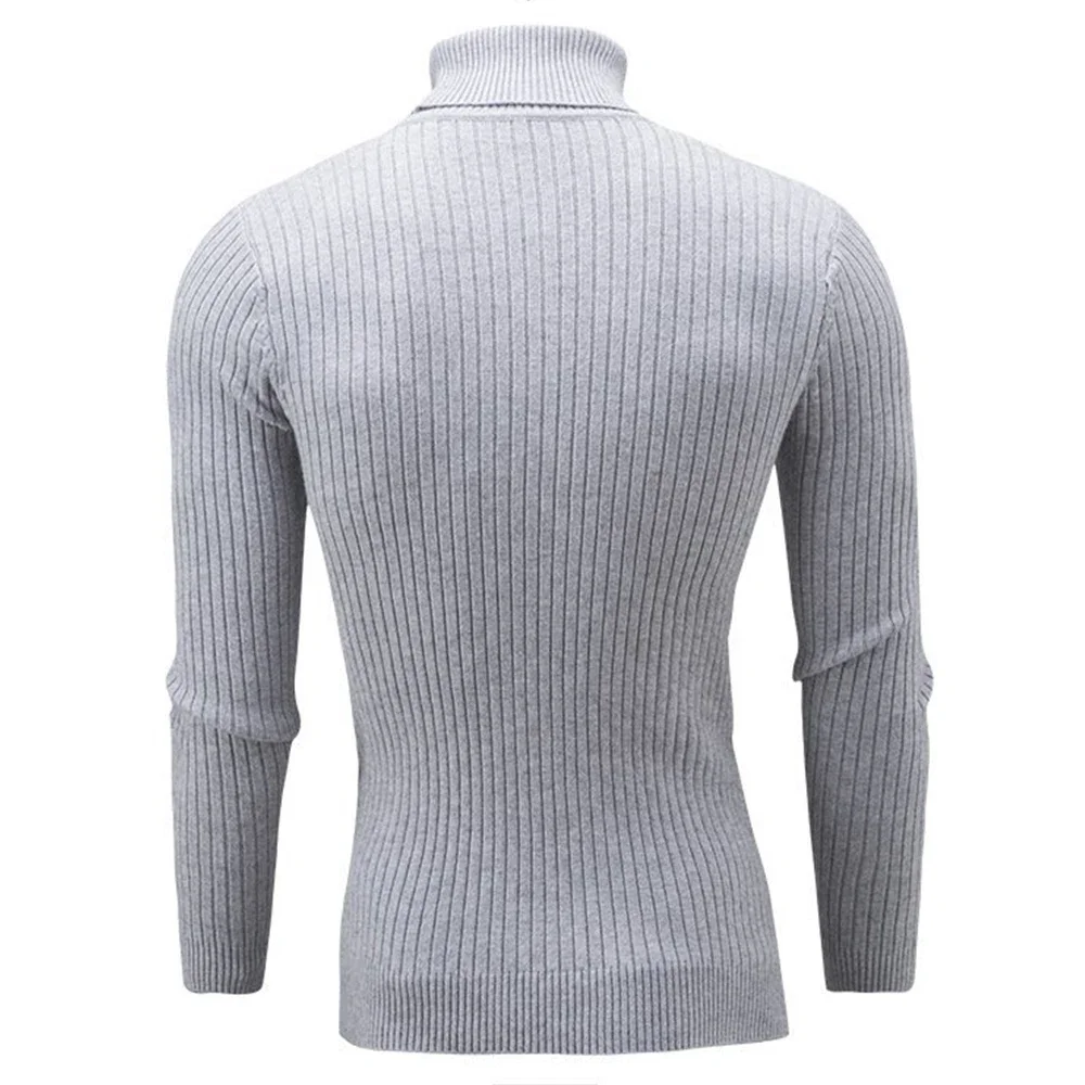 Autumn Winter Knitted Turtleneck Sweater Men Solid Color Casual Warm Pullovers Sweaters Slim Fit Rollneck Jumper Men's Clothing