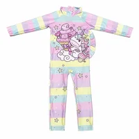 Kids Wet suit Long Sleeve Surfing Suit Rainbow Star Unicorn Diving Snorkeling Swimming Jumpsuit  Dive Swimwear Girls With Cap 5