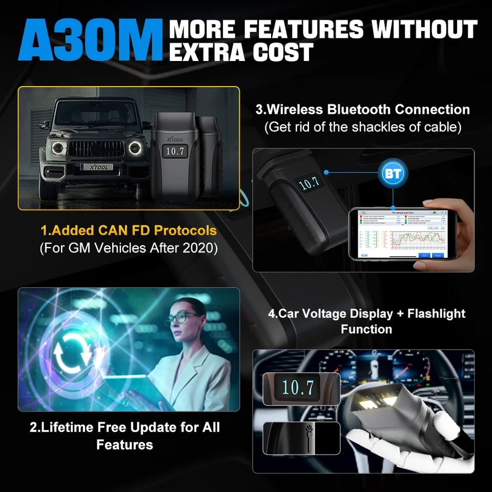 XTOOL A30M Bluetooth OBD2 Car Diagnostic Scanner