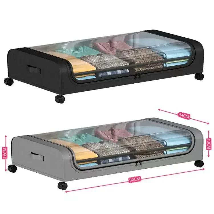 Underbed Clothing Storage Bag Organizer Wardrobe Clothes Dust Moisture-proof Finishing Bag Foldable Storage Box with Wheel 2