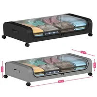 Underbed Clothing Storage Bag Organizer Wardrobe Clothes Dust Moisture-proof Finishing Bag Foldable Storage Box with Wheel 2