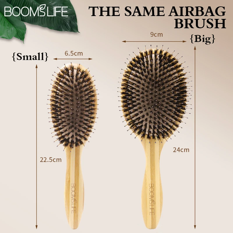 Boar Bristle Hair Brush Women Bamboo HairBrush Head Scalp Massage  Wooden Combs for Hair Beauty Brush For Hair Barber Accesories