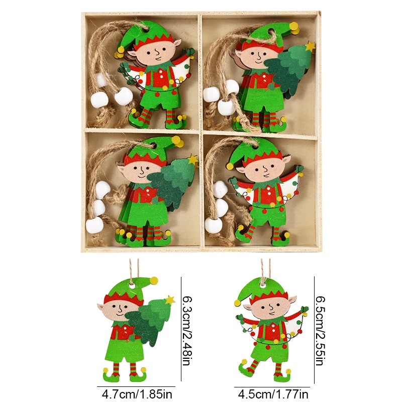 thumbnail image 1 of 12 piezas de gnomos navideños colgantes de madera Papá Noel hombre de jengibre árbol de Navidad colgante decoración navideña para el hogar Año Nuevo, 1 of 5
