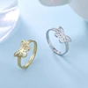 Amaxer for Women's Exquisite Hollow Butterfly Ring Gold Color Stainless Steel Fashion Ring Jewelry Party Friend Gift 1