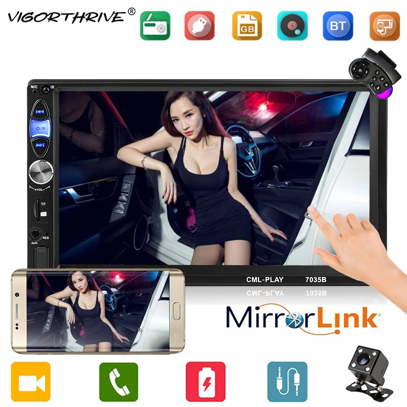 

2 din 7'' Stereo Autoradio for Android Car Radio Mirror Link Bluetooth Touch Screen MP4 MP5 Player Video Output Rear Camera