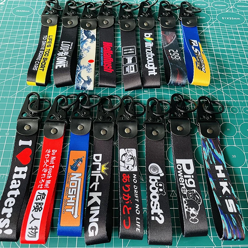 1Pcs JDM Style Key Ring Lanyard Tags Key Strap Thermoprint JDM Racing Car Motorcycle Keychain Accessories