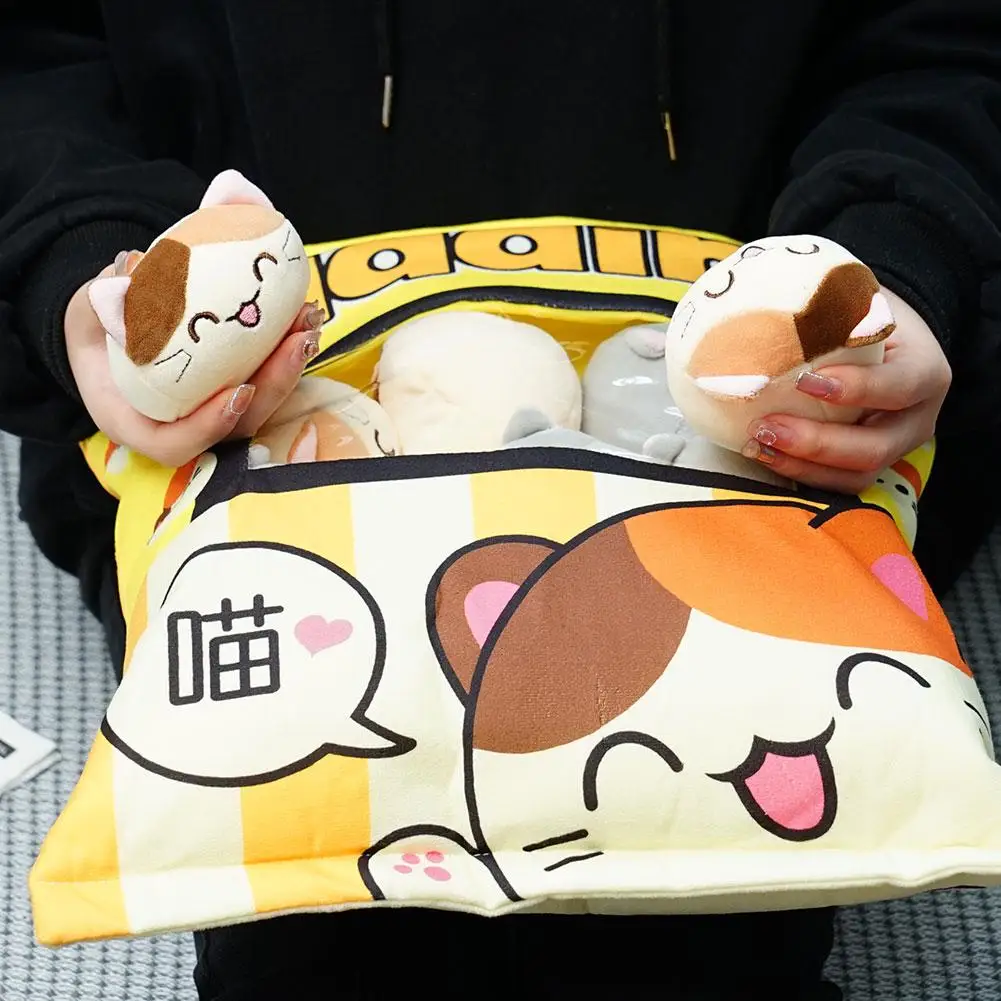 Cute Cat Snack Pillow Pudding Decorative, Stuffed With Mini Animal Cat Dolls Pudding Plush Toy Kawaii Plush Pillow Gifts 5