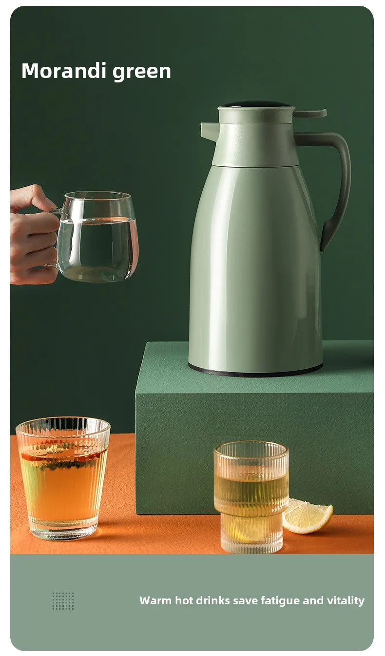 1/1.3/2L Thermos Glass Liner Vacuum Flasks Large Capacity Water Bottle Kitchen Thermal Kettle Household Digital Display Coffee
