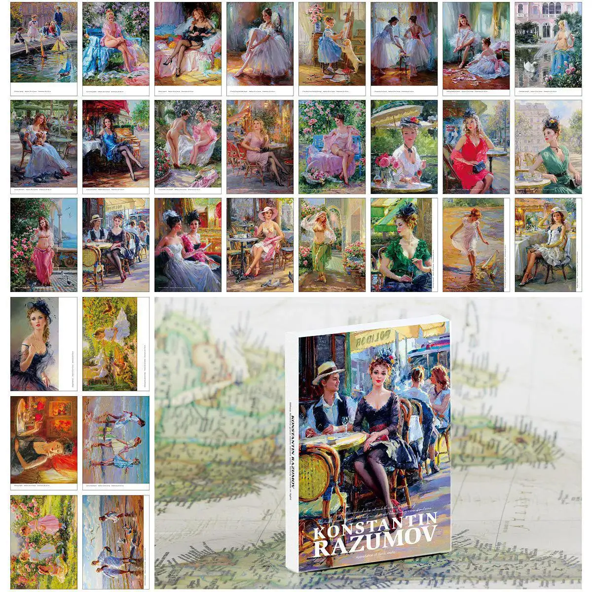 30Pcs Konstantin Razumov 걸작 엽서 홈 장식을위한 러시아 현실주의 스타일 아트 인사말 카드