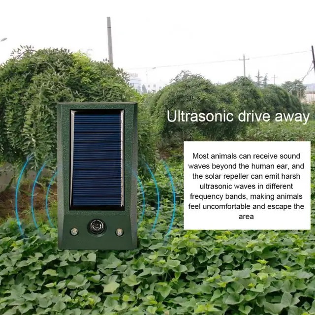 Napenergia Ultrahangos Madárcsökkentő Kis Méretű Ip66 Vízálló Galamb Elrettentő Erőteljes Led Villogó Kártevőirtó Az Udvarvezérléshez - Image 4