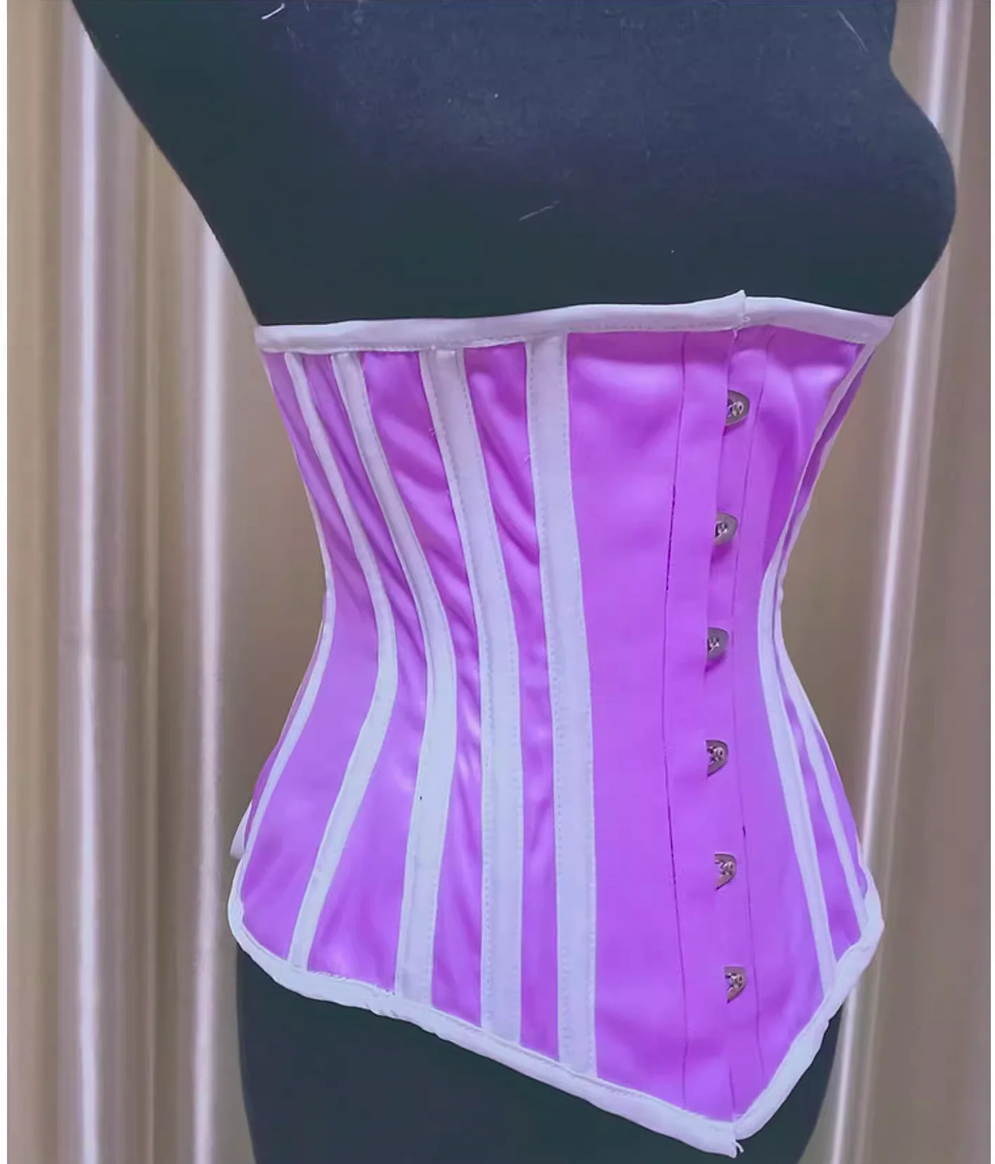 Women Hand Made Corset Bustier Underbust Waist Trainer Bodice Shaping Tops Lace Up Steel Boned Tight Corset Cotton Lining