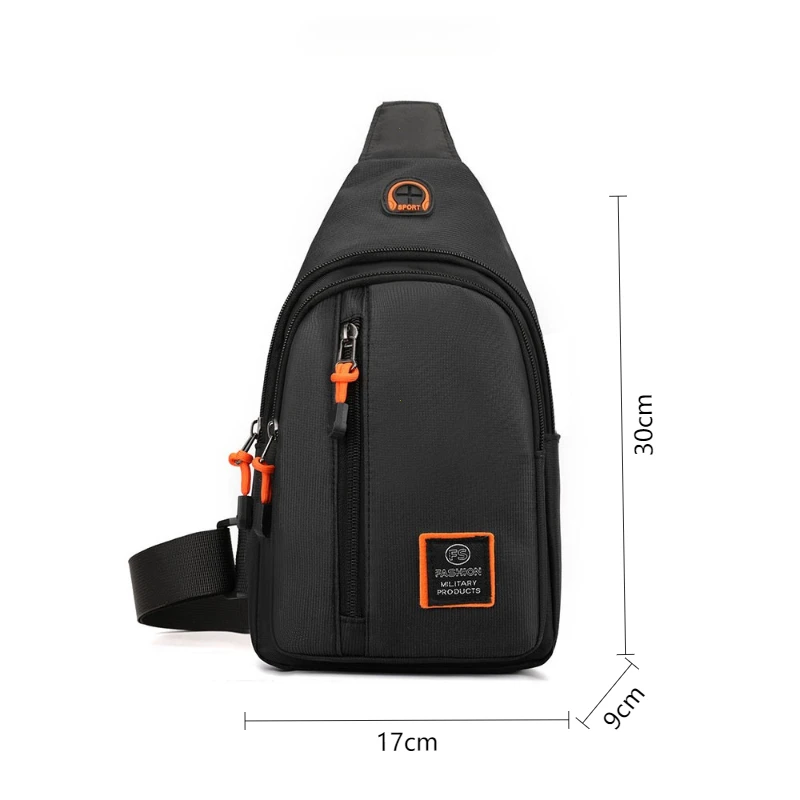 Casual Men's Crossbody Bag Oxford Cloth Waterproof Material Sports Fitness Chest Bag Cell Phone Change Documents Storage Bags