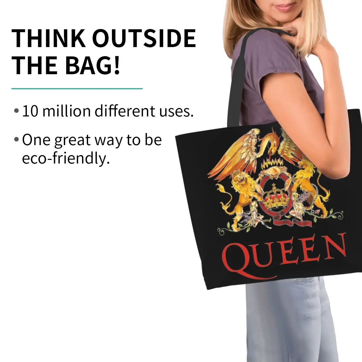 Queen Band Freddie Mercury British Rock Women Shoulder bag 40X50cm Tote bag Shopping handbag Convenient Travel Book Custom Logo