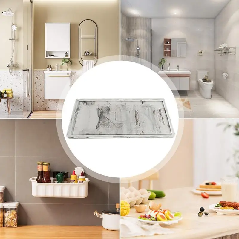 Bathroom Vanity Tray Silicone Heatproof Waterproof Storage Holder Rectangular Organizer For Sink Home Storage And Accessories