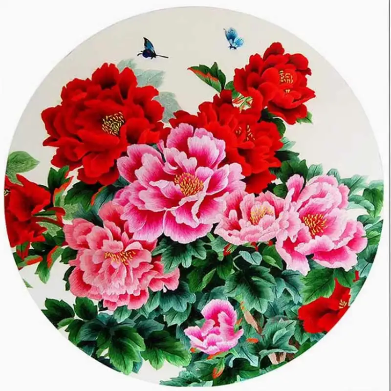 Suzhou Embroidery DIY Beginner Kit-Stitch Guide Round Flower and Bird Decorative Painting Handcraft Embroidery Set