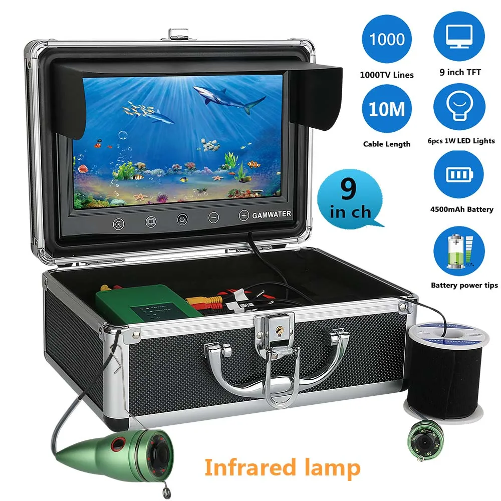 9" Fish Finder Underwater Fishing Camera Touch Screen Waterproof Night
