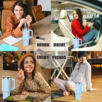 Watersy 40oz/1200ml Tumbler with Handle & Straw Lid Stainless Steel Insulated Cup Keep Cold Thermal Mug Portable Car Travel Cup 4
