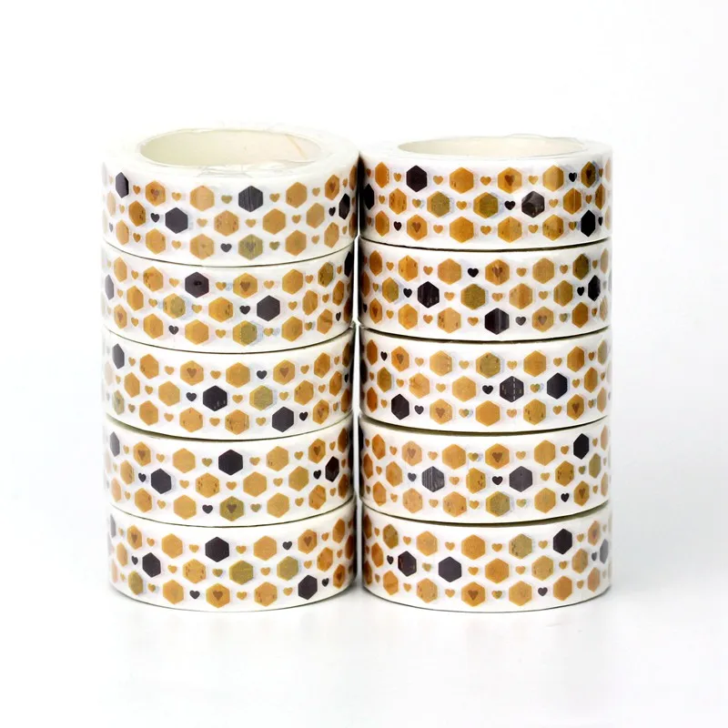 

NEW Bulk 10PCS./Lot Decorative Honey Bee Honeycomb Hearts Washi Tapes for Craft Planner Masking Tape Cute Stationery