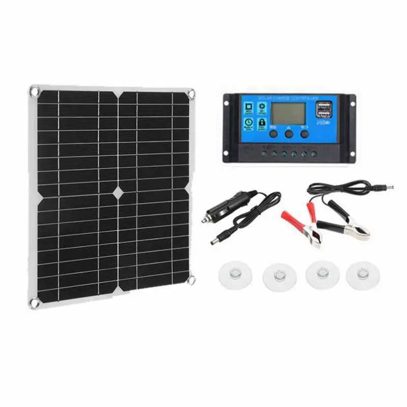 

25W Solar Panel Kit Complete 18V USB With 10/20/30A Controller Solar Charger for Car Yacht RV Boat Moblie Phone Battery Power