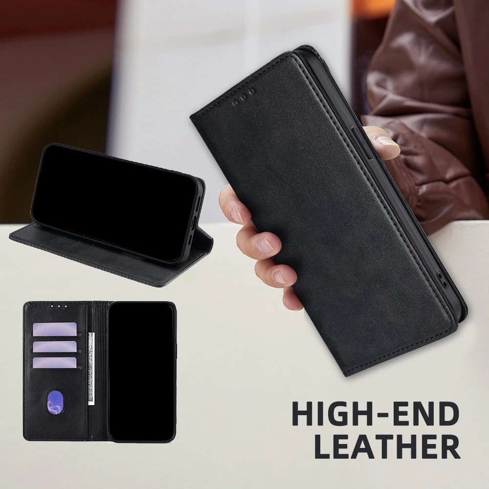 Leather Flip Wallet Phone Case with Card Slots - Premium Protection Cover