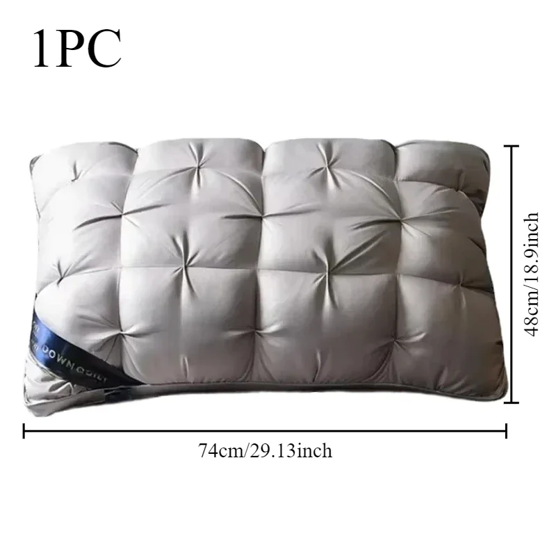 100% Cotton 3D Style Rectangle Pillow Luxury White Goose Down Pillows Down-proof King Queen Bedding for You Lover Gift 48x74cm 2