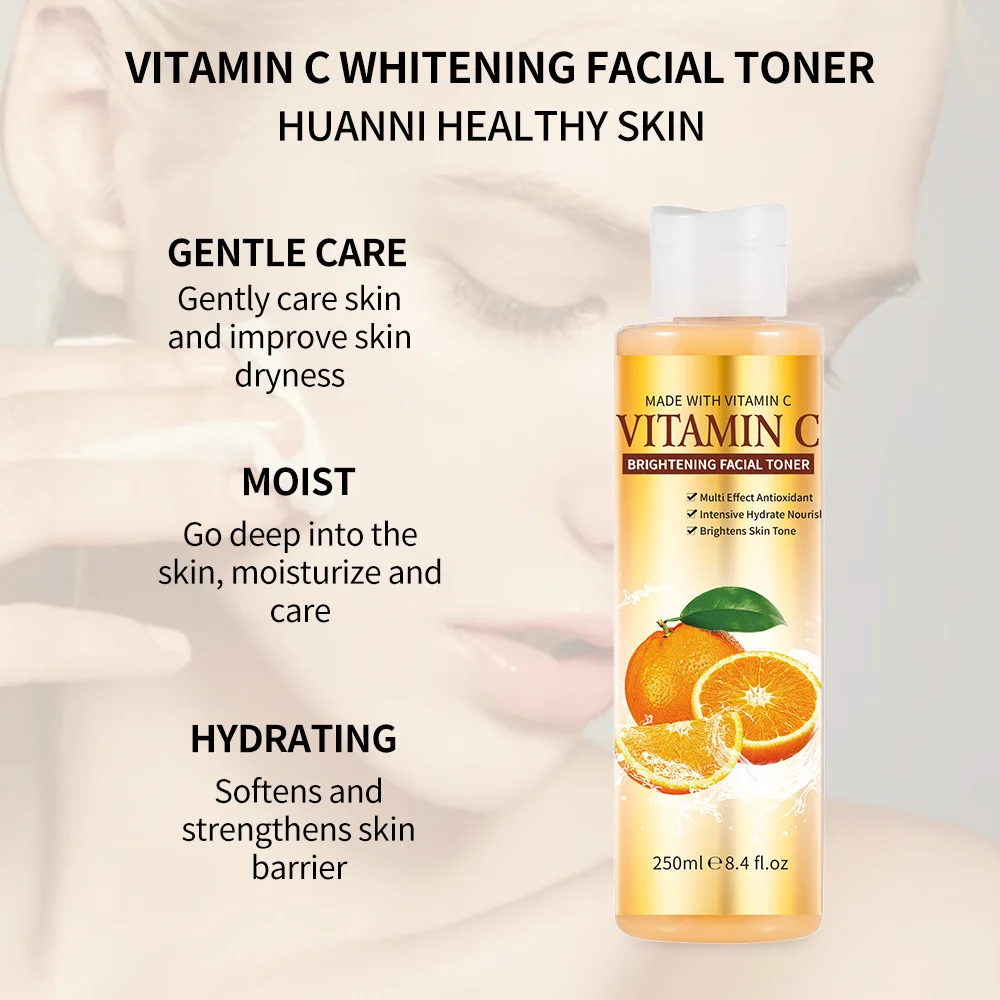 250ml Vitamin C Facial Toner Kojic Acid Brightening Skin Tone Body Toner with Hydrating and Moisturizing Anti-Wrinkle