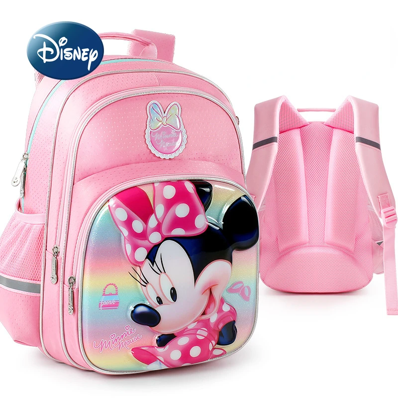 disney-original-minnie-girls-backpack-cartoon-cute-girls-school-bag-large-capacity-high-quality-fashion-children's-school-bag