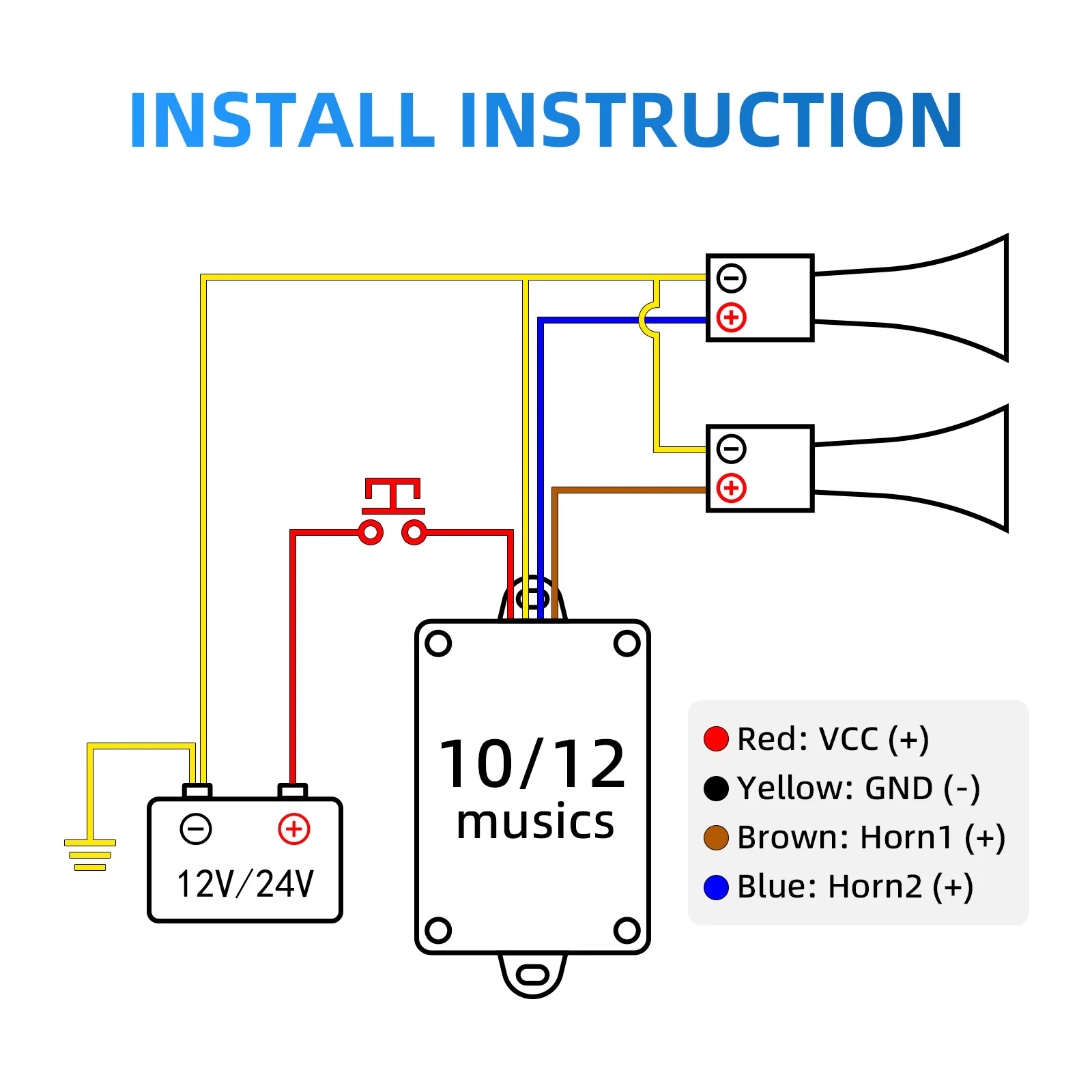 Universal Horn Controller 12 Sound + 300DB Air Snail Car Horn with 2Pcs 3+ Pro Music Regulator Monitor Snail Trumpets ccessories