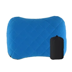 Compact Inflatable Travel Pillow with Soft Washable Cover - Ergonomic Design for Neck and Lumbar Support (Blue)