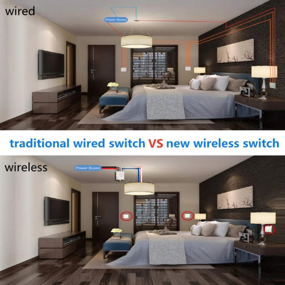 Wireless Light Switch 1/2 Gang Universal Wireless Smart Switch Light RF 433Mhz Wall Panel Switches Remote Control Led Light Lamp Fan Switch
