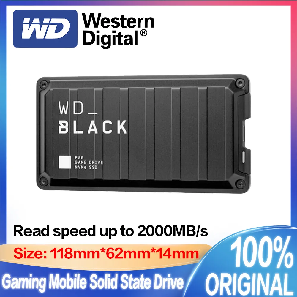 Western Digital Portable External Solid State Drive WD_BLACK P50 Game Drive  SSD High-speed transfer 2000MB/s for For Xbox PC Mac