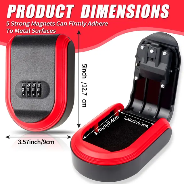 Magnetic Key Box for Under Car With 5 Magnet,Magnet Key Box Hide a key Outside Magnetic Key Hider for Hiding for Vehicles 2