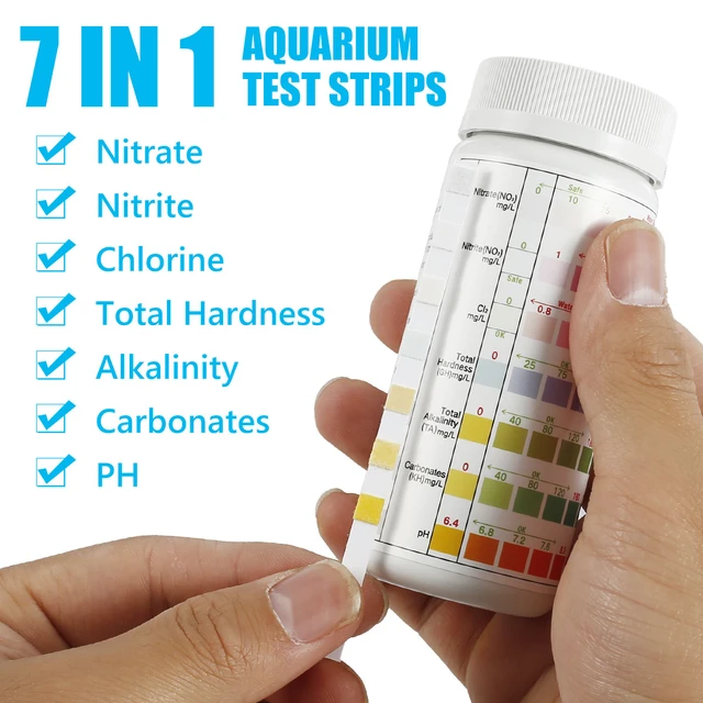 100Pcs Aquarium Test Strips Fish Tank 7IN1 PH Water Test Strips Kit  Freshwater
