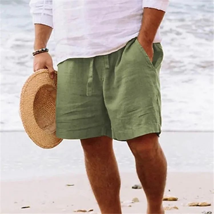 2025 Linen fabric summer Sports Shorts Men Beaching Shorts pocket Bodybuilding Sweatpants Fitness Jogger Running Gyms Men Shorts 3