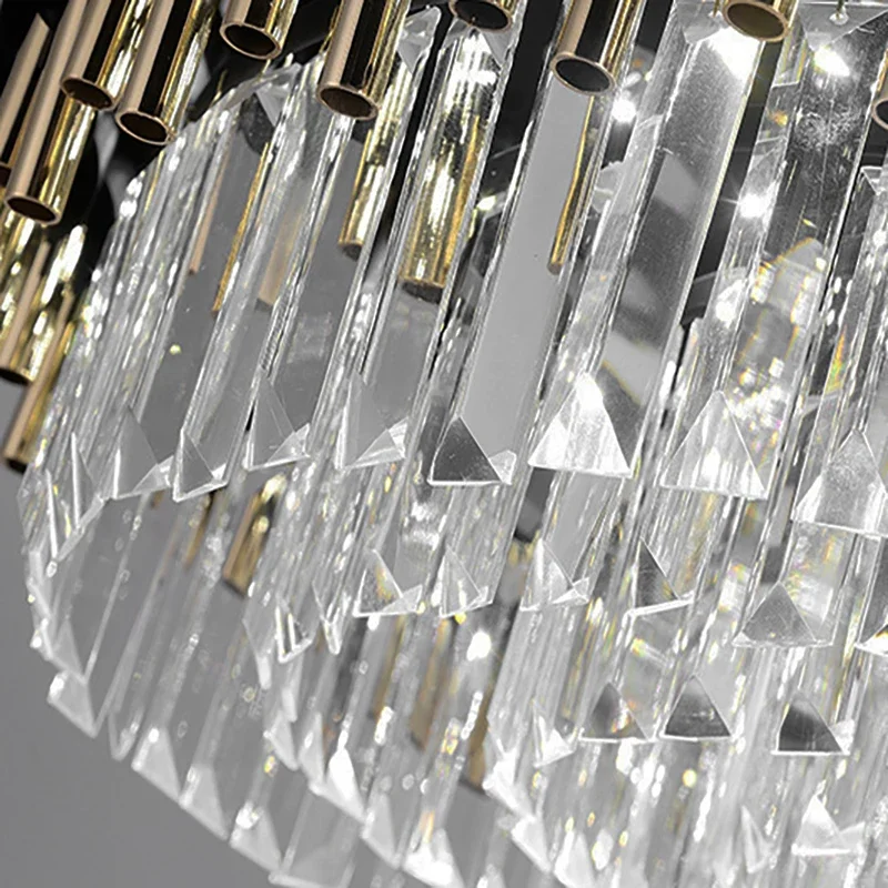 Living room crystal chandelier for ceiling modern black cristal light fixture round bedroom decor lamp led indoor lighting images - 6