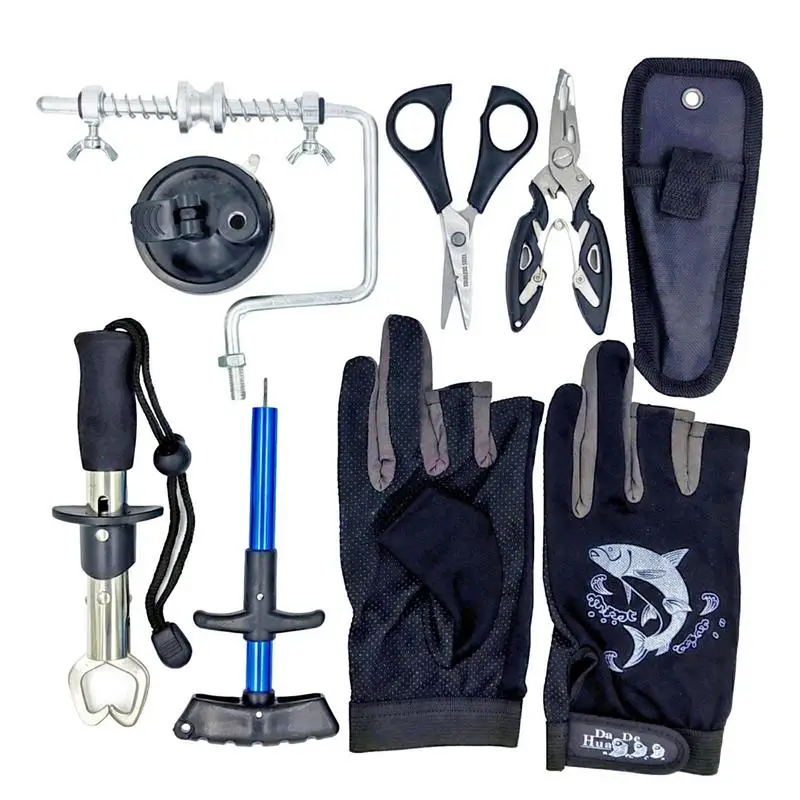

Fishing Tool Set Fishing Pliers Line Cutters Saltwater Resistant Multifunction Fish Hook Remover Fishing Tools With Gloves