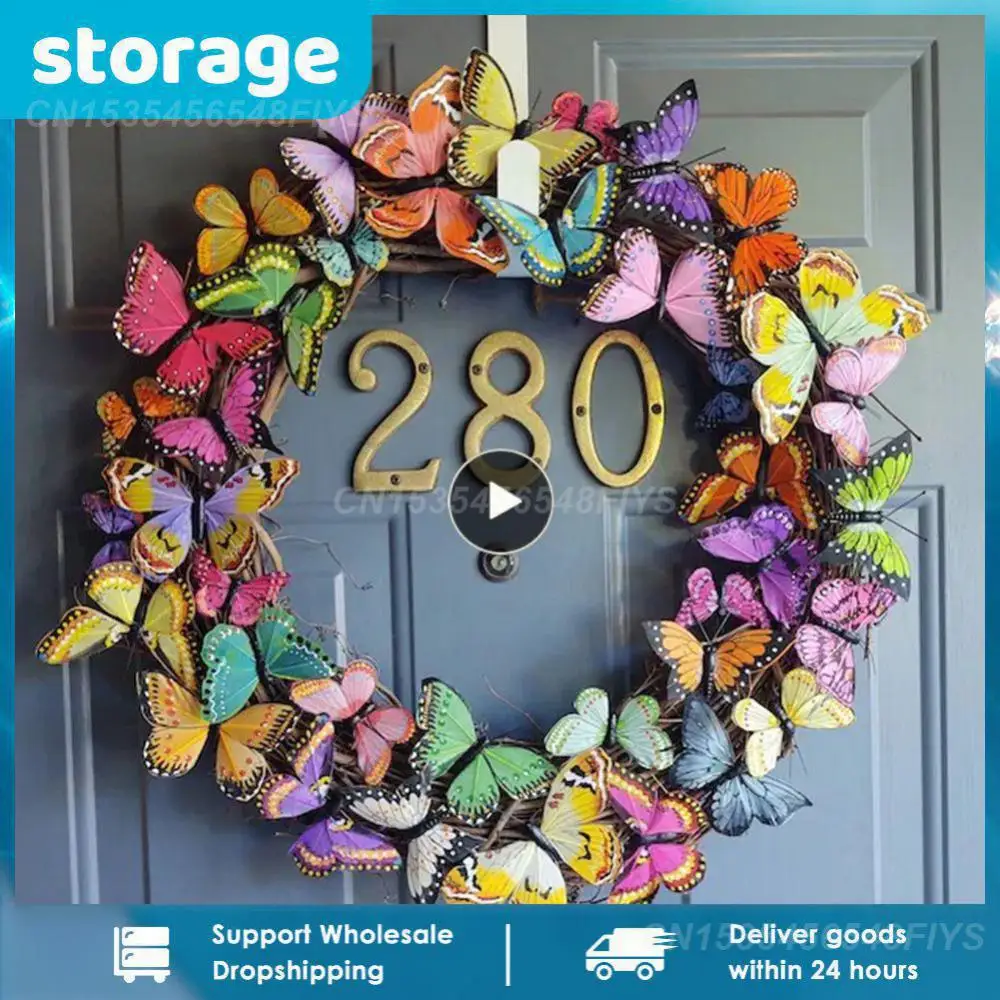 

Home Decoration Fashion Beautiful Art Colorful Wreath Door Ornament Butterfly Garland Butterfly Wreath Handmade