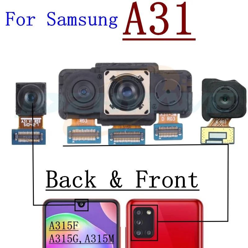 삼성 A31 A315F A41 A415F 전면 셀카 후면 메인 카메라 모듈 플렉스 케이블용 전면 후면 카메라