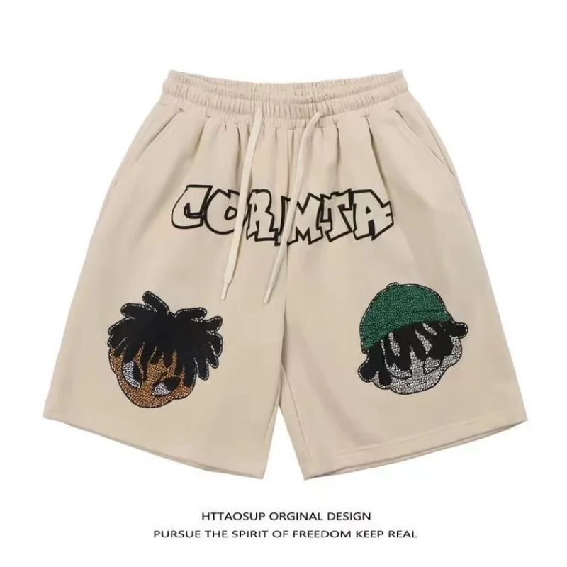 

2023 Hip Hop Oversized Fashion Shorts Men Women Vintage Cartoon Head Graphic Sports Pants Harajuku Couples Kawaii Summer Clothes