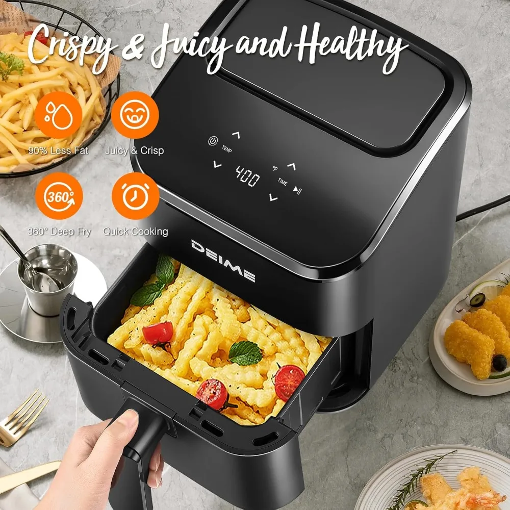 2025 NEW DEIME Air Fryer 3 Qt, Small Airfryer Digital Space Saving Compact, Bake, Reheat, Roasts for Quick Easy Meals 4