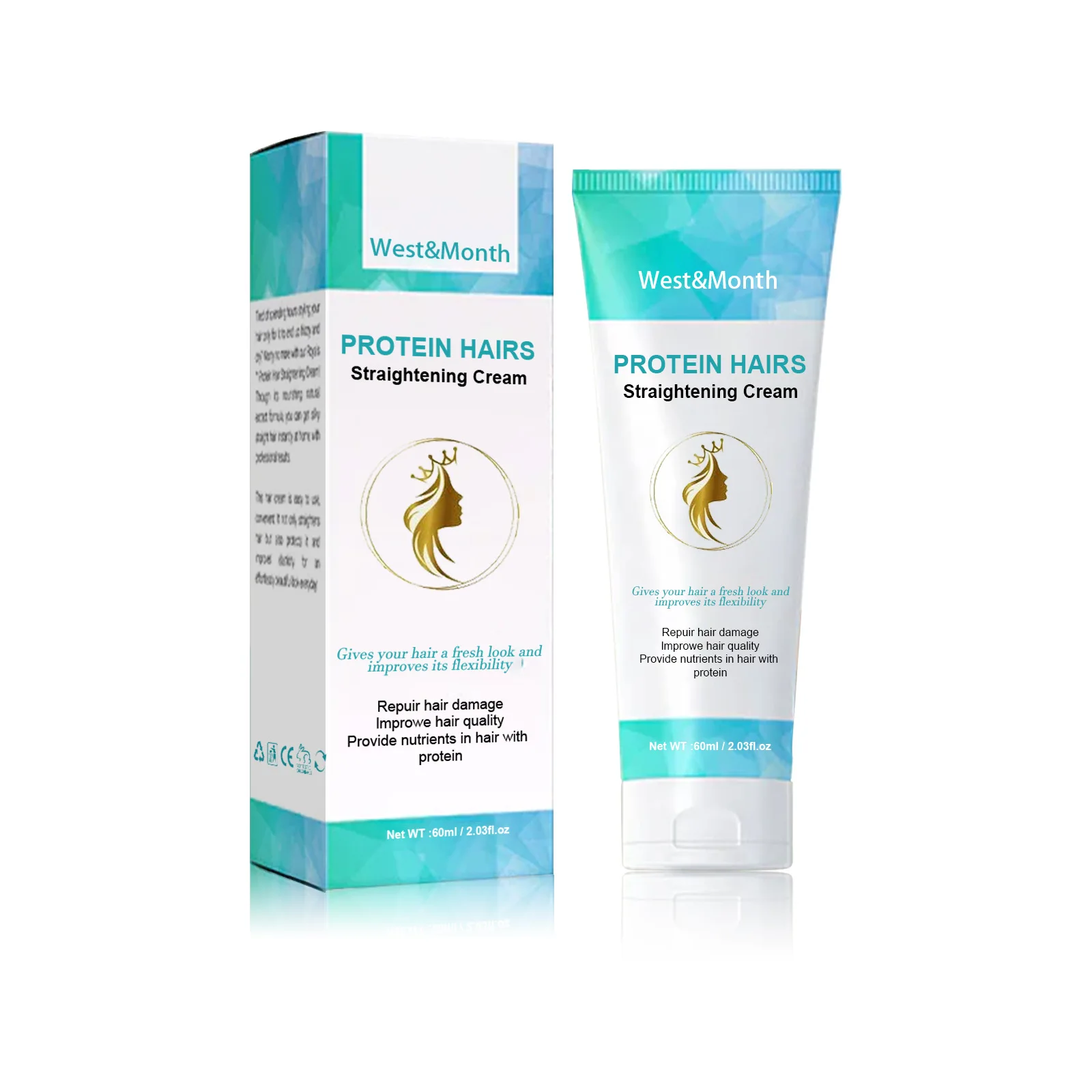 Keratin For Permanent Hair Straightening Cream Hair Straightener Smoothing Cream For Curling Magic Care 60ml