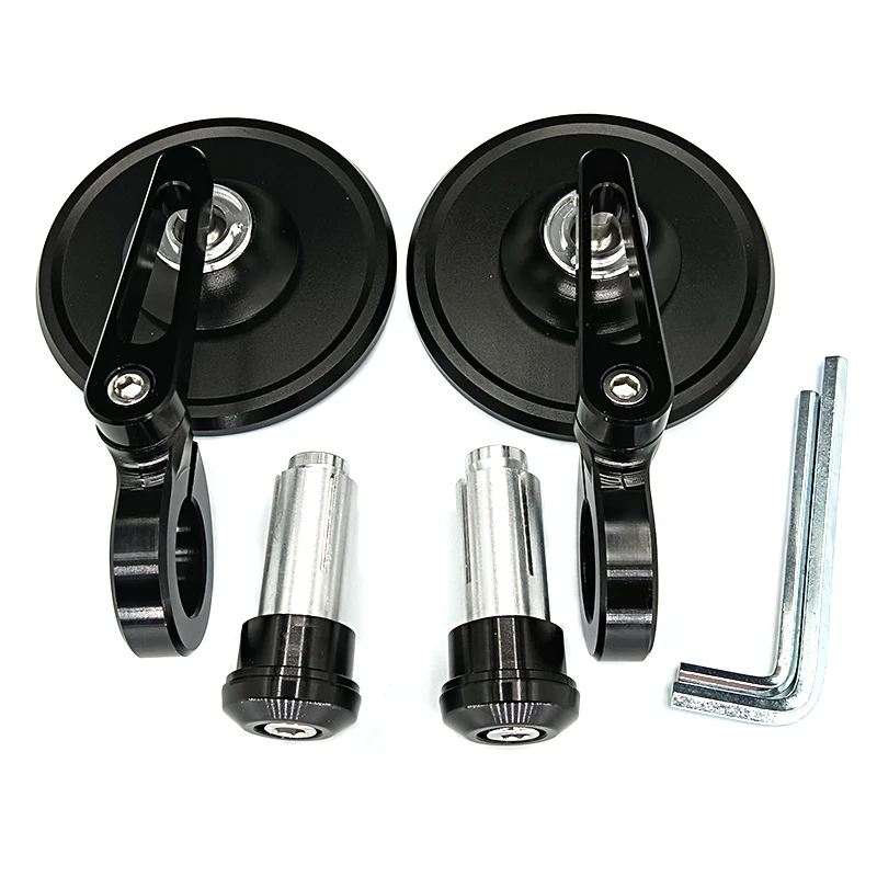Motorcycle Mirrors Aluminum HandleBar End 7/8" 22mm Side Adjustable Rearview Mirrors Street Bike Scooter E-bike Side Mirror