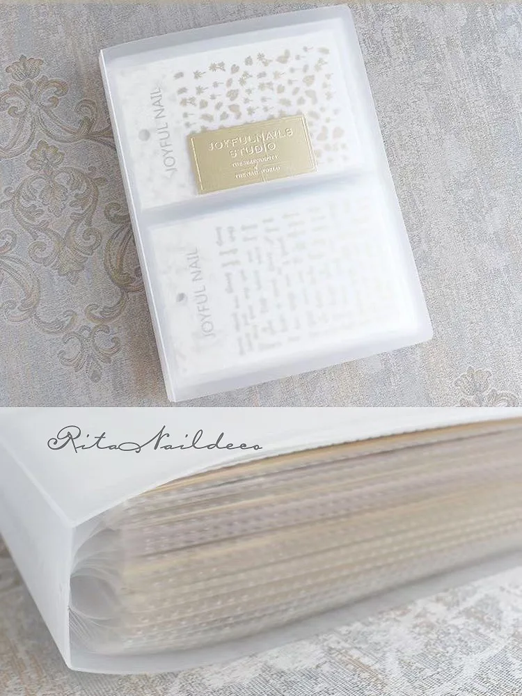 Frosted Nail Art Album Transparent Stickers Storage Booklet for 80+ Stickers Professional Organizer Adjustable Dividers